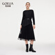 歌莉婭套裝女秋冬2025新款大方得體一整套穿搭兩件套裙1ECRAC140 50B灰黑色 S
