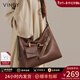 viney牛皮托特包包女包品牌斜挎包大容量生日新年禮物送女友老婆 【棕色】高檔實(shí)用單肩大包 時(shí)尚輕奢百搭休閑通勤腋下包