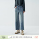 EIN PURE 時(shí)尚直筒貓須設計文藝復古長(cháng)牛仔褲子女2025早秋新款 淺藍 S
