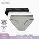 Calvin Klein內衣【女神節禮物】女士三條裝提花腰邊ck棉質(zhì)微彈性感三角內褲女 MP1-太空黑/椰青灰/月光白 3條 S 尺碼偏大，建議拍小一碼