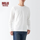 MUJI男式 水洗 天竺編織 長(cháng)袖T恤 ABC01A2A 休閑百搭T恤 白色 L