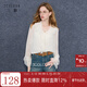 三彩2025秋季新款長(cháng)袖襯衣兩件套寬松系帶木耳邊上衣吊帶氣質(zhì)M 米白色 M 160/84A