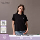 Calvin KleinJeans25夏季女士休閑通勤經(jīng)典ck刺繡純色圓領(lǐng)內搭彈力短袖T恤