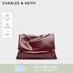 CHARLES&KEITH大容量純色鏈條郵差包單肩腋下包包女包婚包禮物CK2-20271514 Burgundy葡萄酒紅色 大包