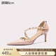 Lily Wei【南風(fēng)知意】2025夏季新款鉚釘裸色高跟鞋性感尖頭涼鞋女 裸粉色【跟高6cm】 37