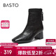 百思圖25冬時(shí)裝靴潮流方頭女短靴F5011DD5 黑色 37