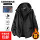 【駱駝同款】防風(fēng)衣戶(hù)外女2025羽絨服沖鋒衣三合一男款可拆卸內膽 黑色-男女同款【三合一/可拆卸】 L 【120-140斤】