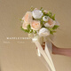 新娘結婚領(lǐng)證手捧花玫瑰花仿真花拍照道具簡(jiǎn)約時(shí)尚浪漫逼真花束 香檳系玫瑰手捧花成品