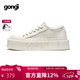 共跡gongji周深同款厚底帆布鞋厚底鞋女鞋秋季2025增高板鞋小白鞋運動(dòng)休閑鞋 象牙白 /偏大一碼 35