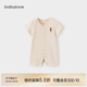 babylove嬰兒短袖連體衣夏季薄款衣服彩棉提花透氣哈衣爬服新生兒寶寶夏裝