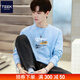 TEEK寬松潮流圓領(lǐng)衛衣男士長(cháng)袖上衣2026春秋季時(shí)尚男裝青少年外套衣服 YW170天藍色 L