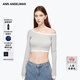 ANN ANDELMAN【陳佳儀同款】官方直營(yíng)露肩長(cháng)袖T恤女短款高腰上衣薄款皮膚衣 灰色 XS