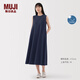 MUJI女式 涼感防紫外線(xiàn)無(wú)袖連衣裙 女裝長(cháng)裙裙子夏季防曬 藏青色 XL (165/92A)