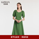 歌莉婭綠色連衣裙女爆款氣質(zhì)公主領(lǐng)棉布泡泡袖收腰氣質(zhì)裙1C4C4K450 58G森林綠 L