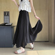 妹丫白色中長(cháng)款半身裙女2026春夏新款氣質(zhì)仙女裙皺褶大擺裙a字傘裙潮 黑色 S