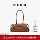 PECO小丑保齡球包植鞣皮長(cháng)柄法棍腋下通勤單肩波士頓包新年情人節禮物 中號 琥珀色頭層半樹(shù)膏小牛