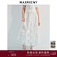 MAXRIENY【2件8折】?jì)?yōu)雅度假風(fēng)鏤空刺繡半裙精致浪漫感傘擺長(cháng)裙小白裙 本白 M
