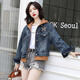 妹丫牛仔小外套女春季2026韓版超火短款夾克流行寬松連帽上衣休閑學(xué)生 咖啡色 S