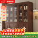 和諧家園 實(shí)木書(shū)柜 黑胡桃色書(shū)柜玻璃門(mén)收納儲物櫥架落地柜書(shū)房置物書(shū)架 1.11米三門(mén)書(shū)柜 組裝