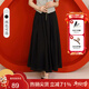 朵以2025秋季新款大擺裙口袋高腰半身裙長(cháng) 黑色 S