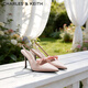 CHARLES&KEITH緞面蝴蝶結尖頭高跟涼鞋女生日禮物新年禮物送女友CK1-60361556 Light Pink淺粉色 37