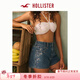 HOLLISTER25夏Y2K碎花刺繡高腰熱褲牛仔短褲女裝349-5297 深色 24 160/60A 00標準版
