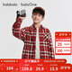巴拉巴拉男童襯衫兒童大童裝2025秋冬裝加絨保暖格子百搭襯衣208425102101