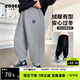 左西男童加絨褲子運動(dòng)褲2025秋冬新款兒童中大童束腳長(cháng)褲 灰色 120