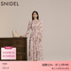 SNIDEL秋冬甜美碎花系帶收腰百褶雪紡連衣裙SWFO245033 粉米色 M （1）