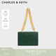 CHARLES&KEITH方格鏈條單肩斜挎小方包包女包生日禮物女神節禮物CK2-80782007 Dark Green深綠色 M