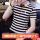 花花公子（PLAYBOY）短袖T恤男條紋polo衫夏季商務(wù)男休閑翻領(lǐng)半袖保羅衫修身短袖上衣 藍條紋 L (110-120斤)