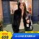 YRTD2023秋冬新款仿狐貍毛皮草外套女V領(lǐng)年輕中長(cháng)款時(shí)尚顯瘦毛毛大衣 黑色 M