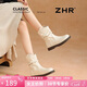 ZHR厚底短靴女2025新款冬季平底堆堆靴加絨加厚東北馬丁靴洋氣小短靴