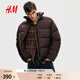 H&M2025冬季新款男裝疏水棉服1293076 深棕色 M 175/100
