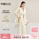 尚都比拉時(shí)尚西裝套裝女春秋款通勤西服外套馬甲A字裙子三件套 燕麥色 XL