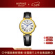 西普尼金表（HIPINE）金表女純金999足金黃金手表復古腕表時(shí)尚騏驥紅石英女生日禮物 【光殼白面金扣-黑帶】金重5g+