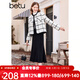 百圖betu女裝冬季新款短外套格紋撞色毛邊小香風(fēng)短外套女2311T84 米白 L