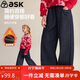 ASK JUNIOR兒童褲子25冬中大童柔軟親膚加絨保暖牛仔褲女童寬松直筒褲長(cháng)褲