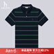 哈吉斯（HAZZYS）男裝 夏款短袖上衣通勤撞色橫條紋polo衫男ASTZE0BBE12 深藏青色DN L (175/96A 48)
