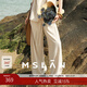 MSLAN「直腿神器」可調節抽繩休閑褲亞麻老錢(qián)風(fēng)復古松弛感闊腿褲 淺沙 S