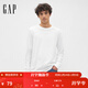 蓋璞男女裝春款基礎款純棉圓領(lǐng)常規長(cháng)袖T恤上衣美版795651 白色 S 美碼  M亞洲碼175/92A