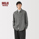 MUJI男式 法蘭絨長(cháng)袖襯衫男士襯衣25年冬季空調衫男裝純棉 灰色 L （175/100A）