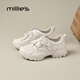 妙麗（Millies）老爹鞋女厚底輕便時(shí)尚花朵潮流2026春季新款百搭休閑運動(dòng)鞋 米色 37 (235mm) 標準碼