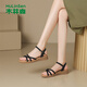 木林森（MULINSEN）涼鞋女新款夏季一字帶氣質(zhì)通勤女鞋厚底輕便涼鞋女 黑   37   