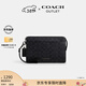 蔻馳（COACH）【專(zhuān)享直降】奧萊男士男包經(jīng)典標志老花拉鏈長(cháng)款手拿包錢(qián)包 QB/炭黑色/黑色