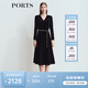 PORTS寶姿女裝2025秋冬新款時(shí)尚V領(lǐng)腰鏈造型優(yōu)雅絲絨中長(cháng)連衣裙 黑色 XS (2)