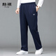 樸祺夏季薄款男士運動(dòng)褲男款松緊腰加肥加大寬松彈力高腰針織褲衛褲棉 深藍色 【春秋厚款】 5XL 碼3尺0-3尺1腰圍