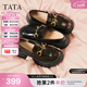 他她（TATA）英倫厚底顯高樂(lè )福鞋女鞋jk學(xué)院加絨小皮鞋單鞋7OL34AA6 棕色（跟高6CM明星款） 36