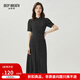 深呼吸DEEP BREATH女裝POLO領(lǐng)氣質(zhì)洋裝中長(cháng)款復古連衣裙8500143 黑 S (2)