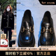 CAMILA KSENIA輕奢品牌樂(lè )福鞋女士2025新款冬季英倫風(fēng)百搭小皮鞋厚底單鞋一腳蹬 黑色漆皮 37